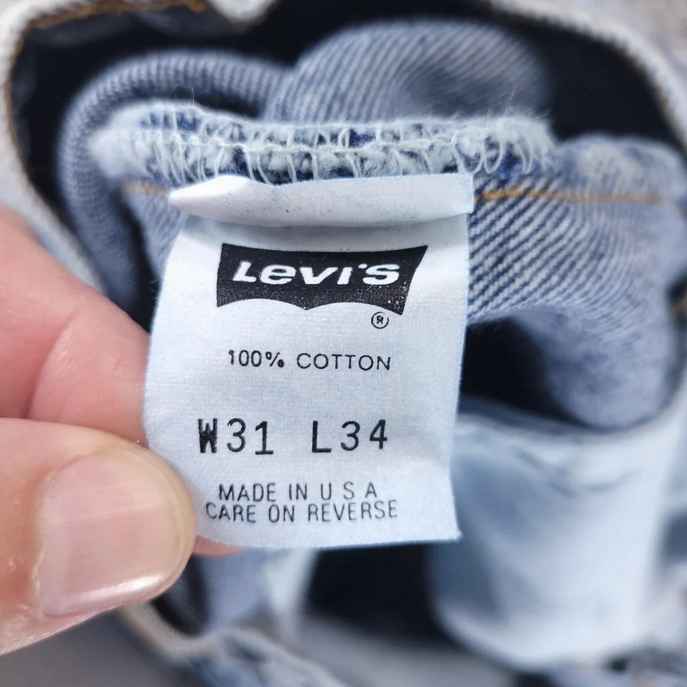 VTG Levis 501 Jeans Mens 31x34 Blue Regular Straight Acid Wash Made In USA 90s